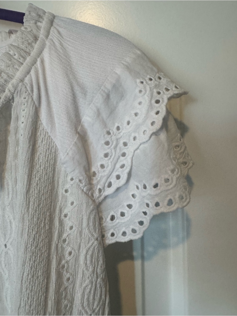Knox Rose White Eyelet Peasant Blouse with Tie - Picture 3 of 3